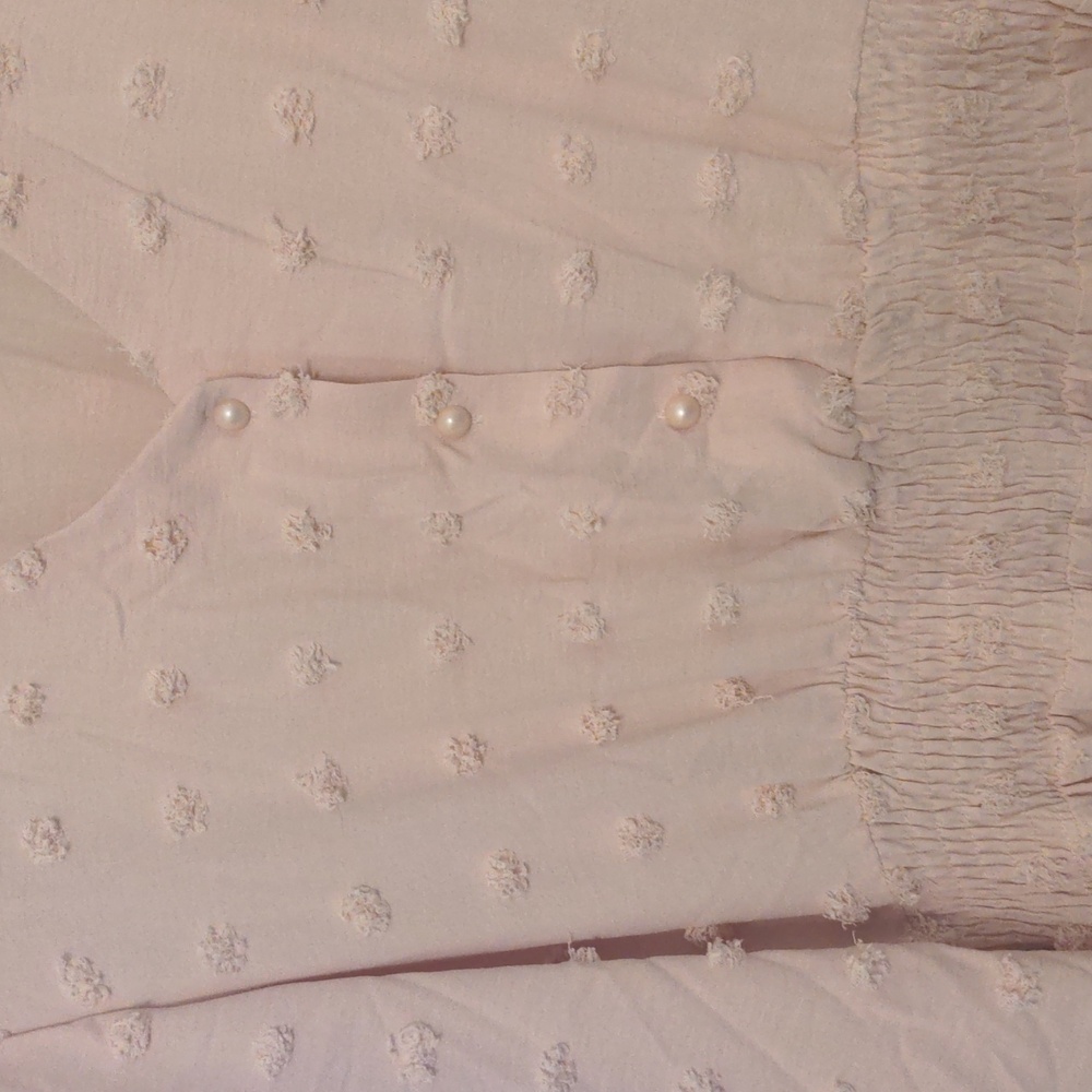 Pioneer Woman Maxi Cream Dress, Size XL, NWT, Elastic Waist & Sleeves, Flowy, - Picture 4 of 10